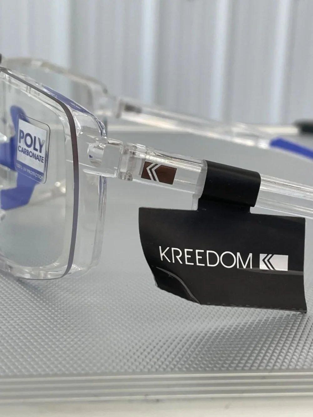 Kreedom Polycarbonate Lens Safety Glasses UV Protection Clear and Blue Frame NEW